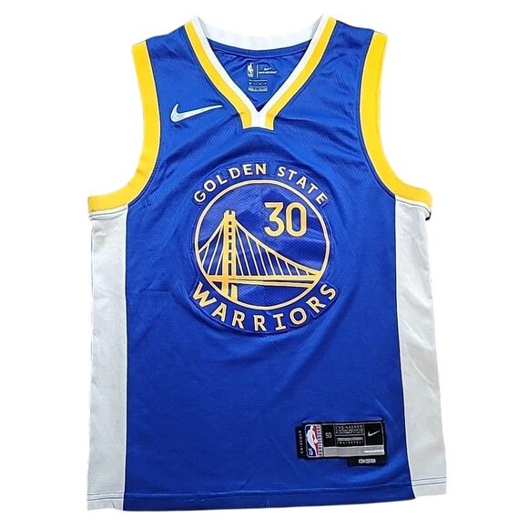 Rare Nike Warriors Stephen Curry #30 Icon Edition Youth Med Blue Jersey EUC 50 - Picture 2 of 11